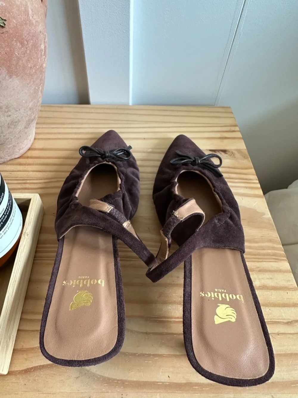 Bobbies brown suede slingbacks